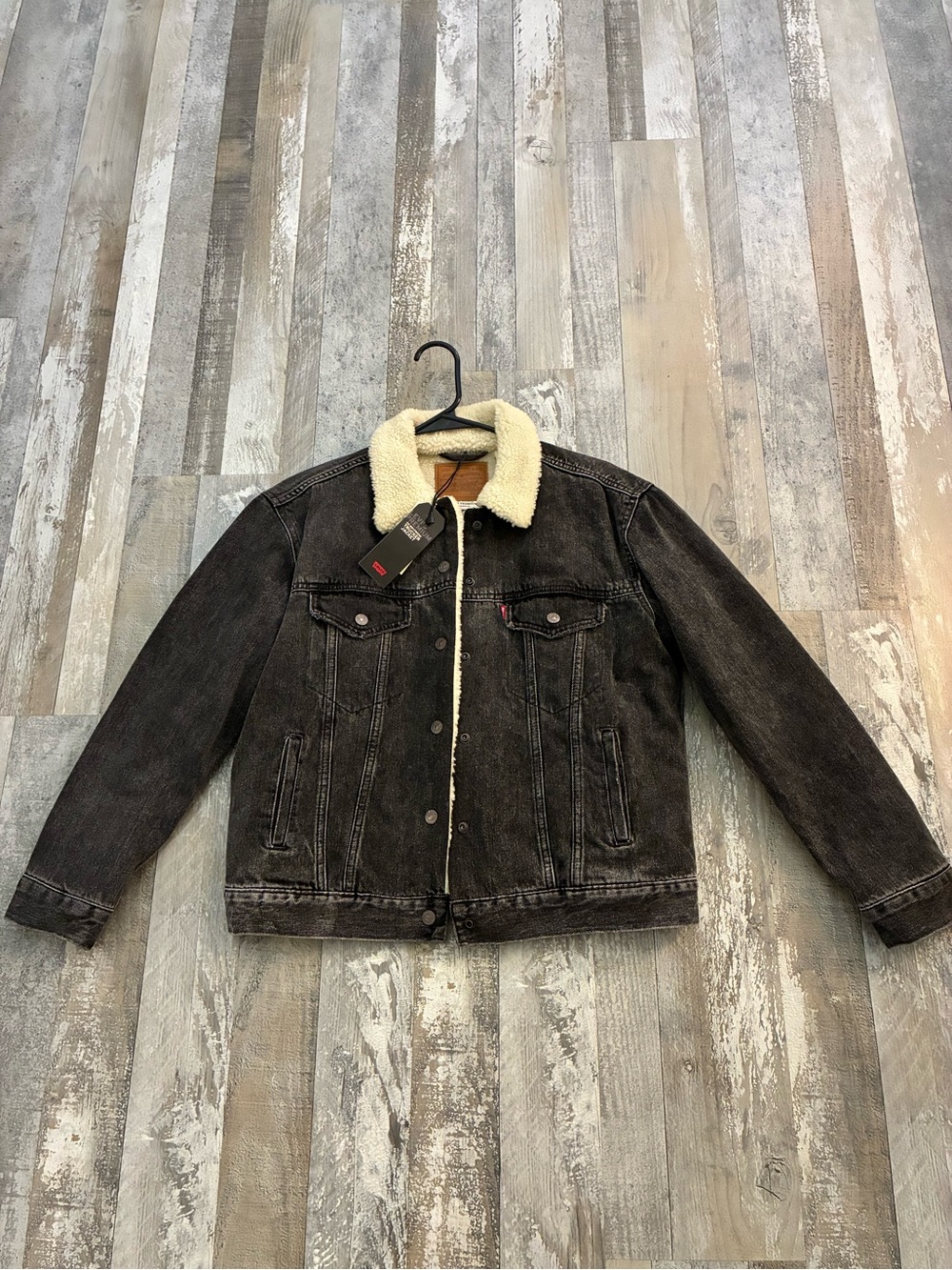 Levi's Black/Cream Sherpa-Lined Jean Jacket